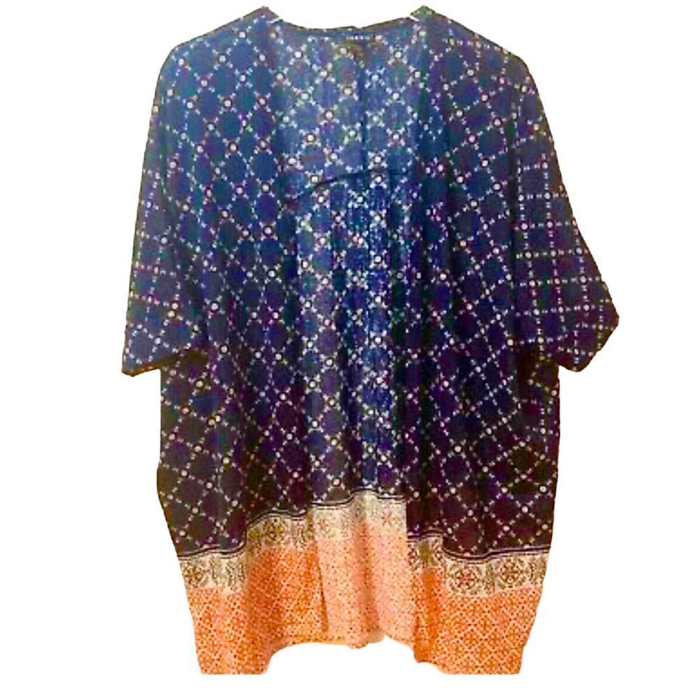 Torrid Blue Coral Floral Open Front Short Sleeve Top Cardigan Sz 3X ⭐️ - Picture 2 of 12